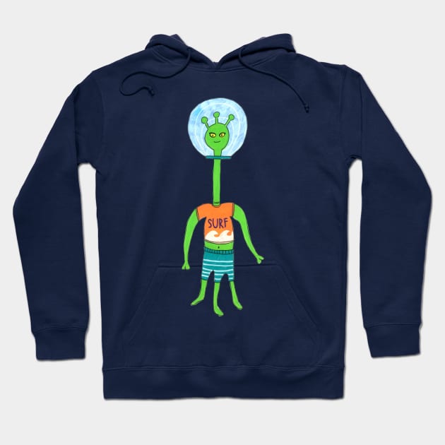 Green Alien Hoodie by DoodlesAndStuff